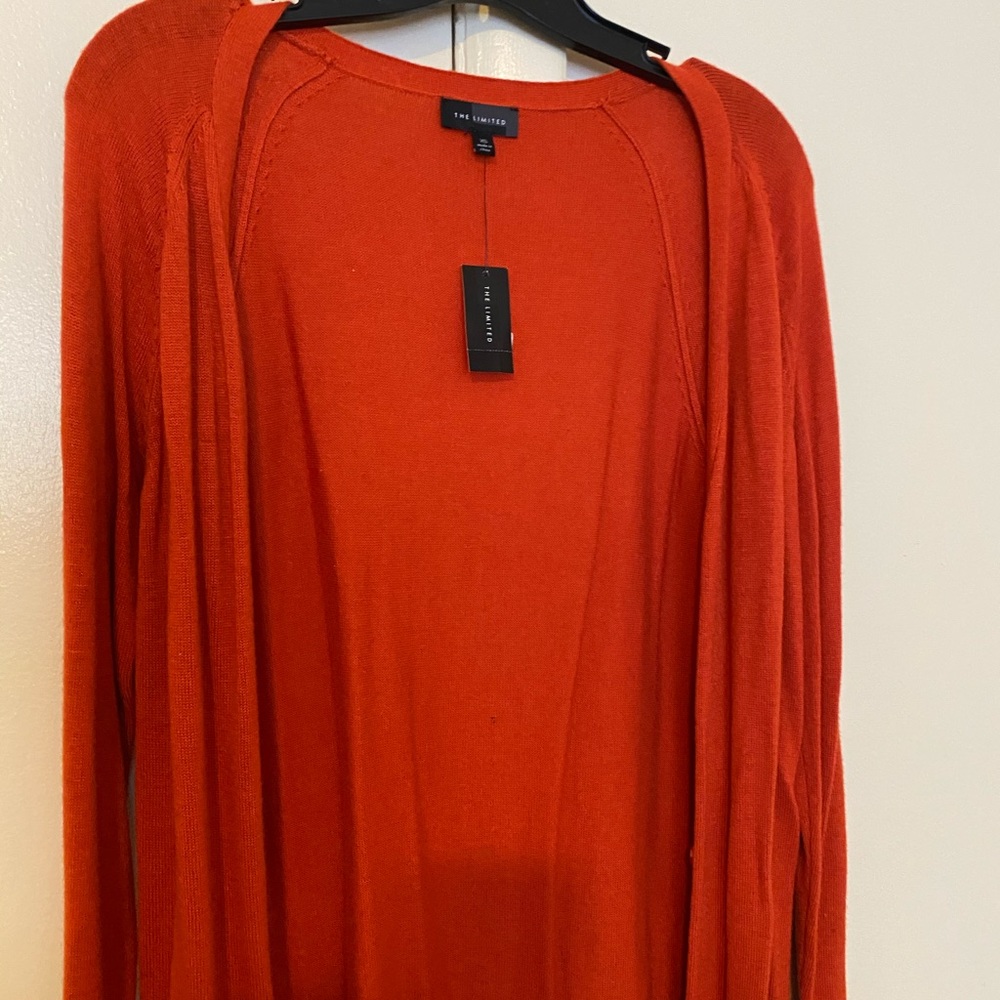 Orange cardigan sweater for women